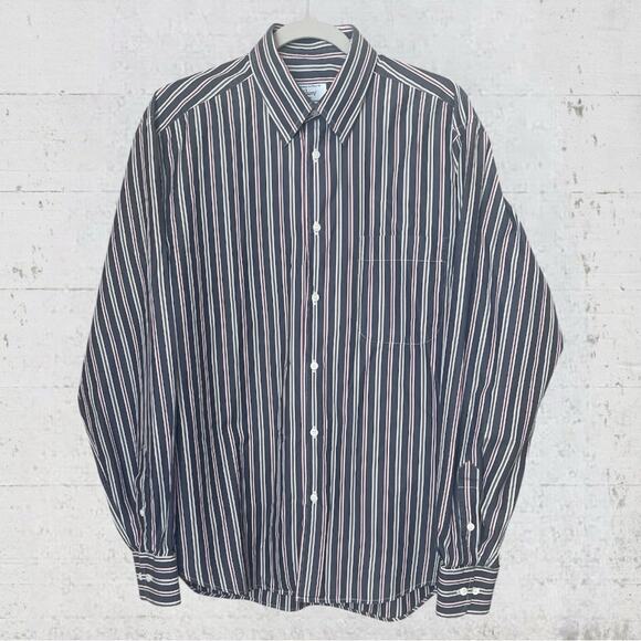 Brioni for Neiman Marcus Italy Men’s Gray Stripe Cotton LS Button Down Shirt L - Picture 2 of 10